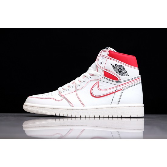 Jordan 1 High Phantom 555088-160 Basketball Shoes White Red