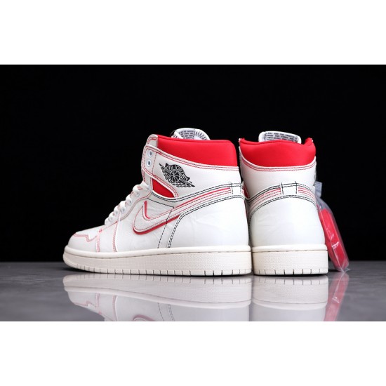 Jordan 1 High Phantom 555088-160 Basketball Shoes White Red