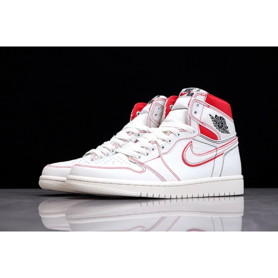 Jordan 1 High Phantom 555088-160 Basketball Shoes White Red
