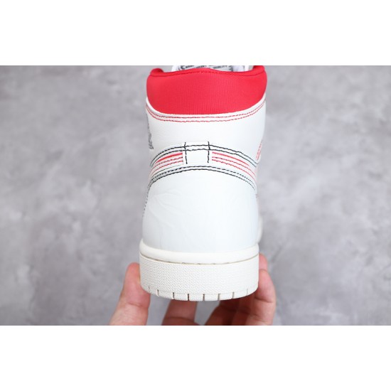 Jordan 1 High Phantom 555088-160 Basketball Shoes White Red