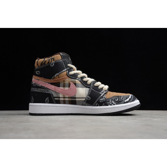 Jordan 1 High R2T Black Brown Pink Brun Rose CT4487-001 Basketball Shoes