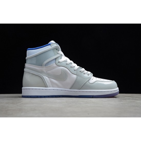 Jordan 1 High Racer Blue CK6637-104 Basketball Shoes Gray