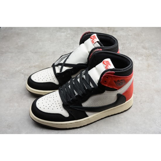 Jordan 1 High TS SP Sail Black Red CD4487-103 Basketball Shoes