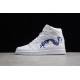 Jordan 1 High White Blue Dragon 555088-100 Basketball Shoes