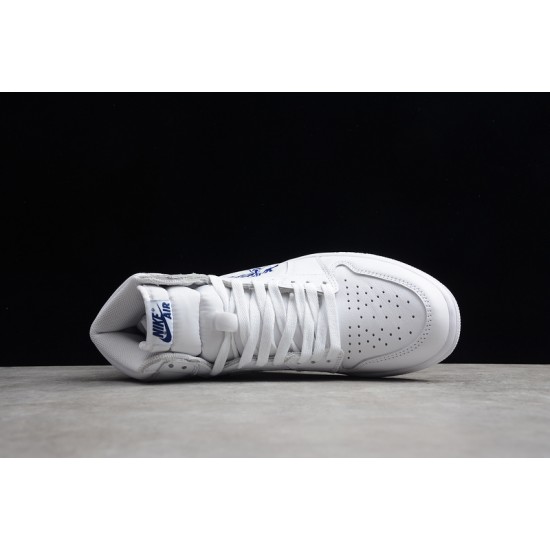 Jordan 1 High White Blue Dragon 555088-100 Basketball Shoes