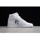 Jordan 1 High White Blue Dragon 555088-100 Basketball Shoes