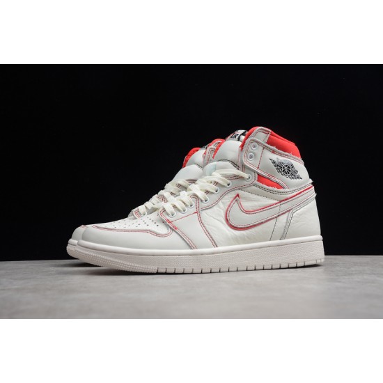 Jordan 1 High White Red 555068-160 Basketball Shoes