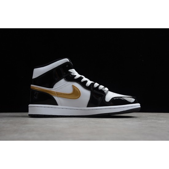 Jordan 1 Mid Black Gold 852542-007 Basketball Shoes