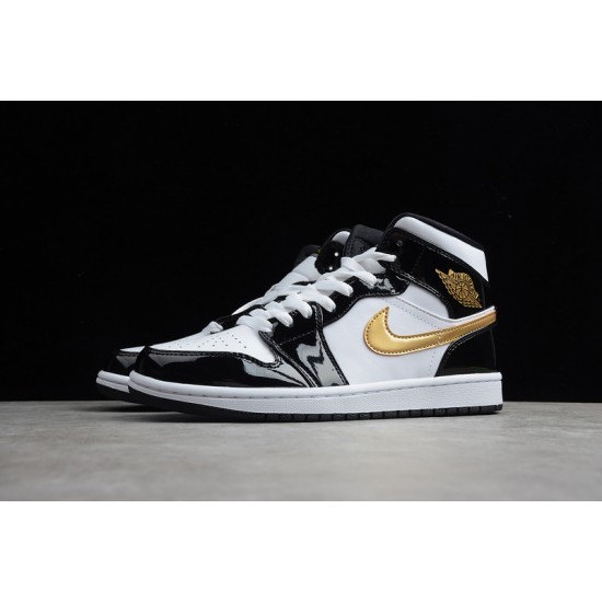 Jordan 1 Mid Black Gold 852542-007 Basketball Shoes