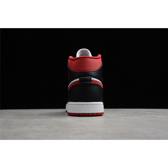 Jordan 1 Mid Black Gym Red 554724-122 Basketball Shoes