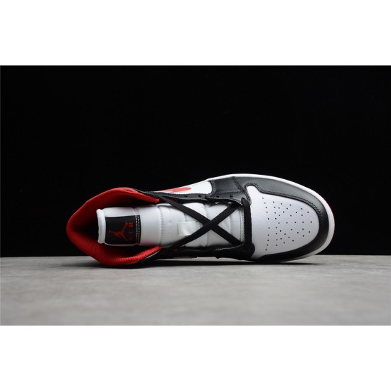 Jordan 1 Mid Black Gym Red 554724-122 Basketball Shoes