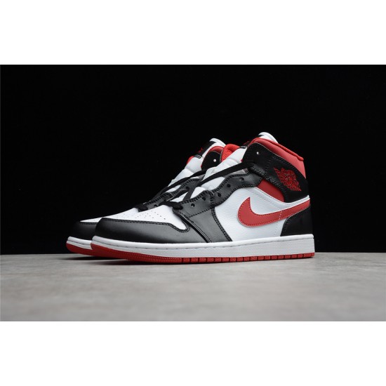 Jordan 1 Mid Black Gym Red 554724-122 Basketball Shoes