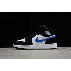 Jordan 1 Mid Black Racer Blue 554725-084 Basketball Shoes