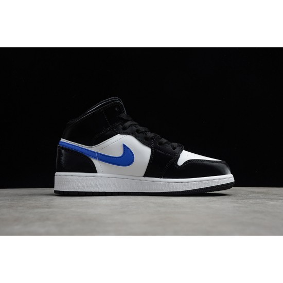 Jordan 1 Mid Black Racer Blue 554725-084 Basketball Shoes
