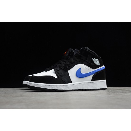 Jordan 1 Mid Black Racer Blue 554725-084 Basketball Shoes