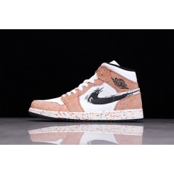 Jordan 1 Mid Brushstroke Paint Splatter DA8005-100 Basketball Shoes