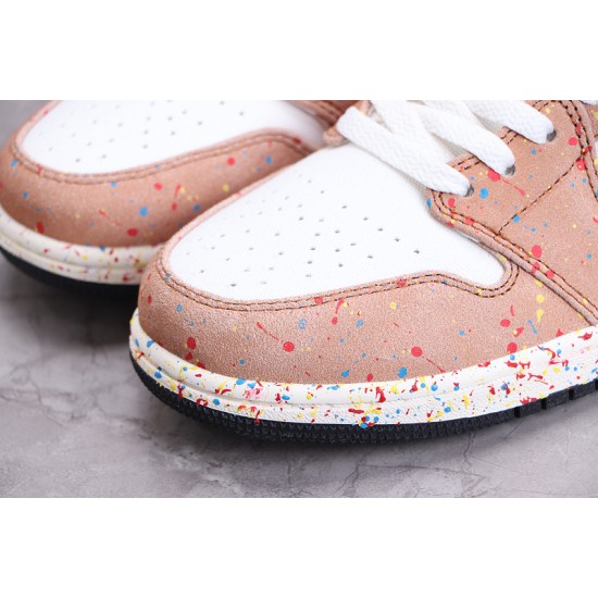 Jordan 1 Mid Brushstroke Paint Splatter DA8005-100 Basketball Shoes