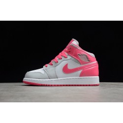 Jordan 1 Mid Platinum Pink 555112-109 Basketball Shoes