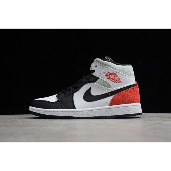 Jordan 1 Mid Red Black Toe 852542-100 Basketball Shoes