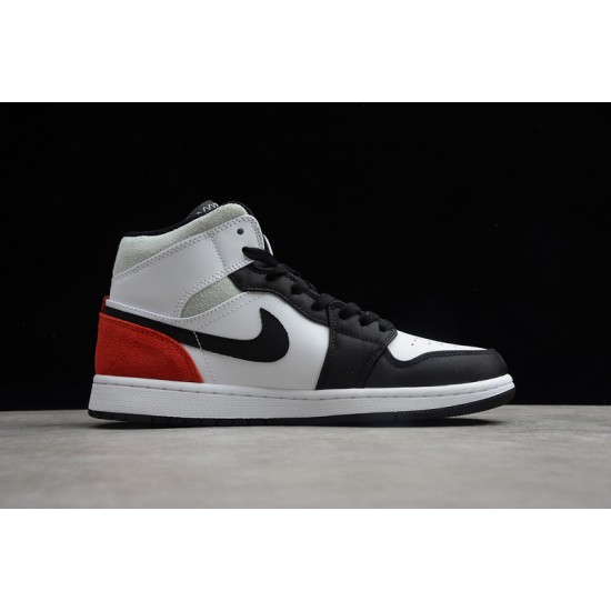Jordan 1 Mid Red Black Toe 852542-100 Basketball Shoes