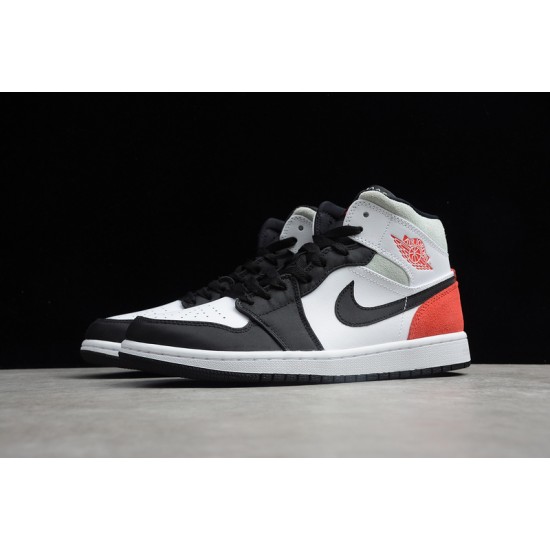 Jordan 1 Mid Red Black Toe 852542-100 Basketball Shoes