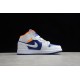 Jordan 1 Mid White Deep Royal Blue 554725-131 Basketball Shoes