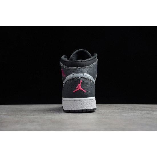 Jordan 1 Mid White Grey Hyper Pink 555112-117 Basketball Shoes