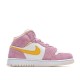 2021 Women Air Jordan 1 Mid Arctic Pink Pink White Yellow