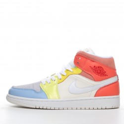 2021 Women Air Jordan 1 Mid To My First Coach White Red Blue
