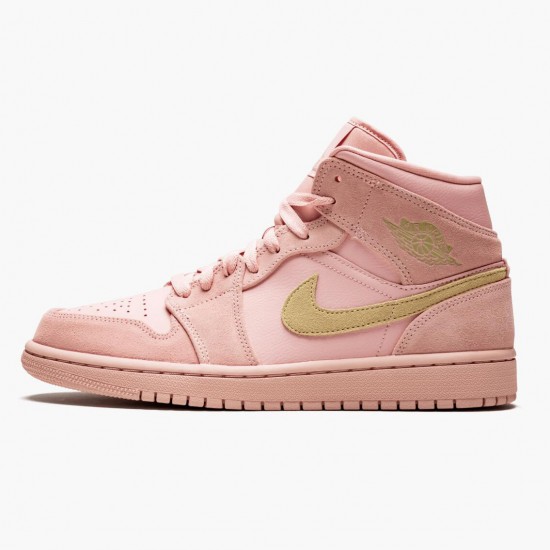 Women/Men Air Jordan 1 Mid Coral Gold 852542-600 Jordan Shoes