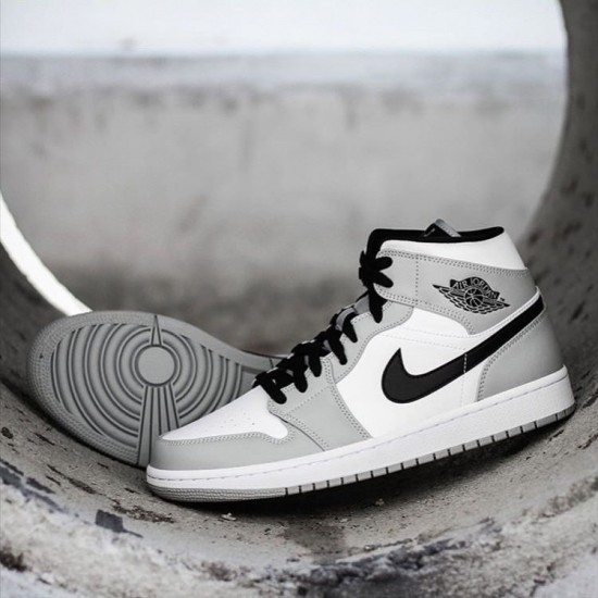 Women/Men Air Jordan 1 Mid Light Smoke Grey 554724-092 Jordan Shoes