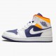 Women/Men Air Jordan 1 Mid Royal Blue Laser Orange 554724-131 Jordan Shoes