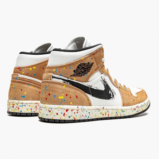 Women/Men Air Jordan 1 Mid SE Brushstroke DA8005-100 Jordan Shoes