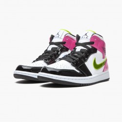 Men Air Jordan 1 Mid White Black Cyber Pink CZ9834-100 Jordan Shoes
