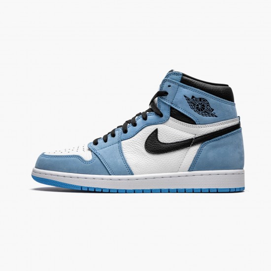 Men Air Jordan 1 Retro High White University Blue Black 555088-134 Jordan Shoes