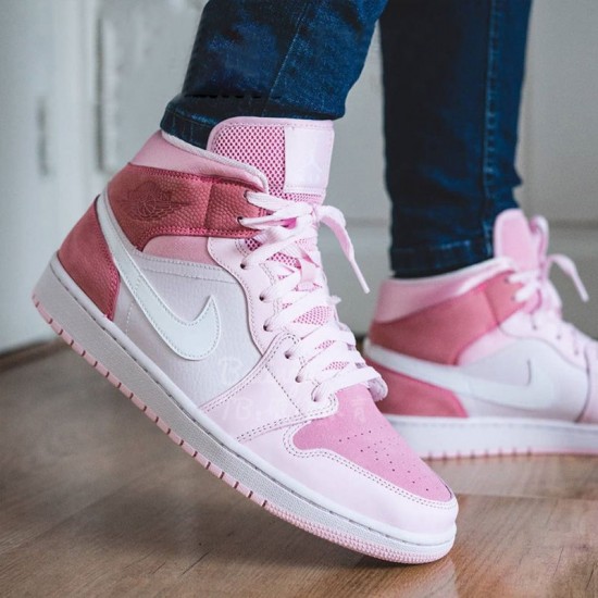 Womens Air Jordan 1 Mid Digital Pink CW5379-600 Jordan Shoes