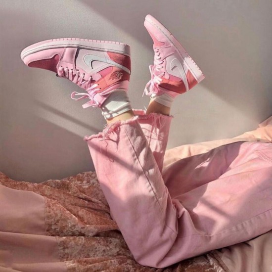 Womens Air Jordan 1 Mid Digital Pink CW5379-600 Jordan Shoes