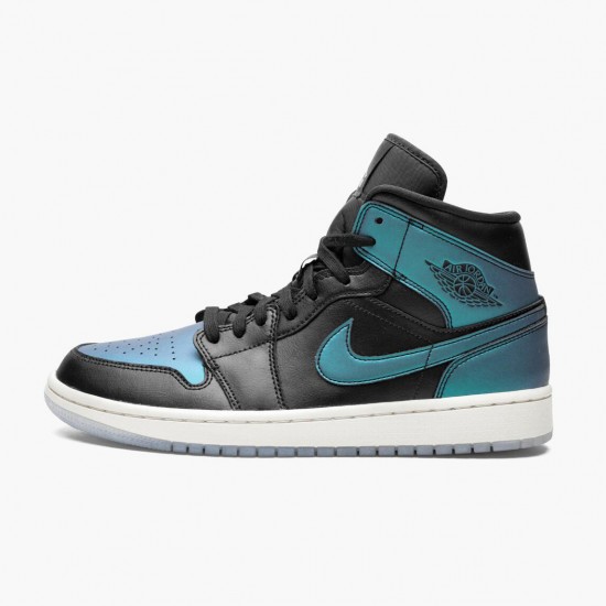 Women/Men Air Jordan 1 Mid Iridescent Black BQ6472-009 Jordan Shoes