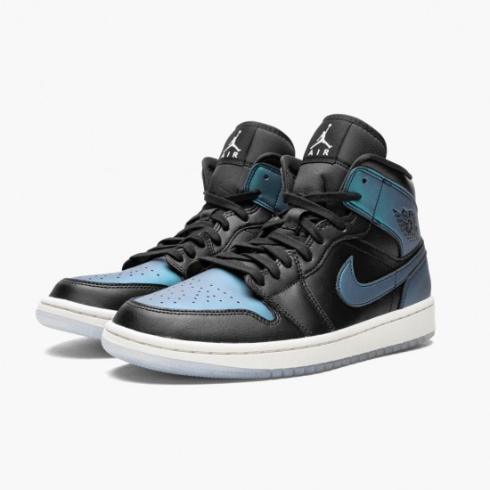 Women/Men Air Jordan 1 Mid Iridescent Black BQ6472-009 Jordan Shoes