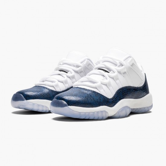 Men Air Jordan 11 Low Navy Snakeskin CD6847-102 Jordan Shoes