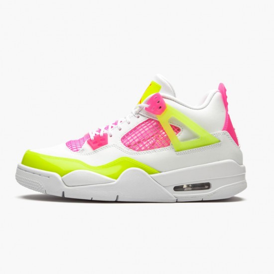 Women/Men Air Jordan 4 Retro White Lemon Pink CV7808-100 Jordan Shoes