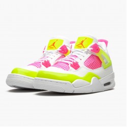Women/Men Air Jordan 4 Retro White Lemon Pink CV7808-100 Jordan Shoes