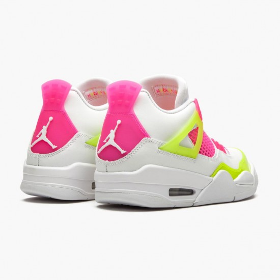 Women/Men Air Jordan 4 Retro White Lemon Pink CV7808-100 Jordan Shoes