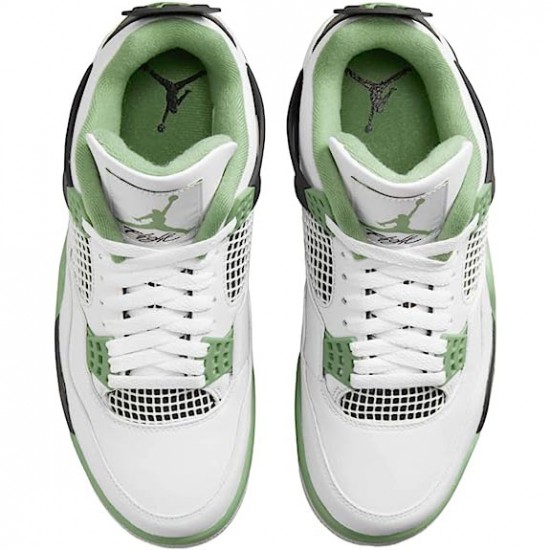 Men Air Jordan 4 Retro White Oil Green Dark Ash AQ9129-103 Jordan Shoes