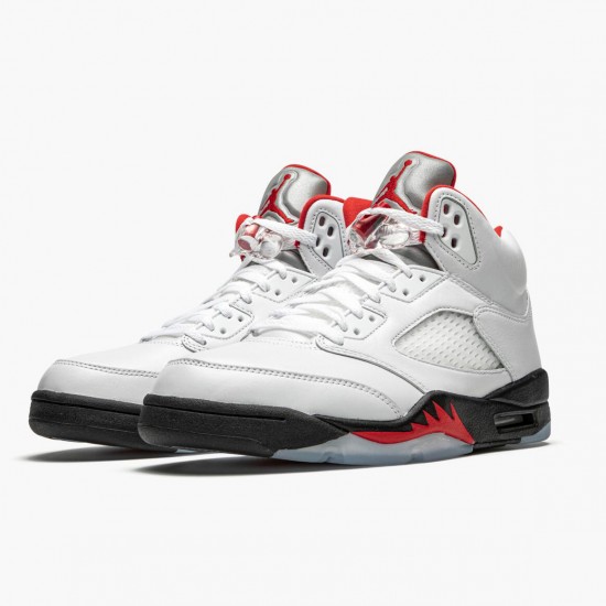 Men Air Jordan 5 Retro Fire Red Silver Tongue DA1911-102 Jordan Shoes