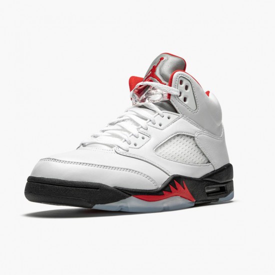 Men Air Jordan 5 Retro Fire Red Silver Tongue DA1911-102 Jordan Shoes