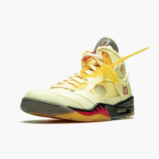 Men Off-White x Air Jordan 5 Retro Sail DH8565-100 Jordan Shoes