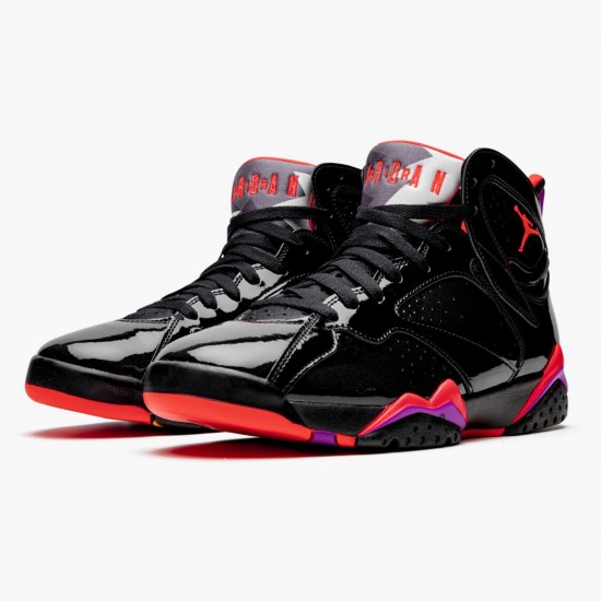 Women/Men Air Jordan 7 Retro Black Patent 313358-006 Jordan Shoes