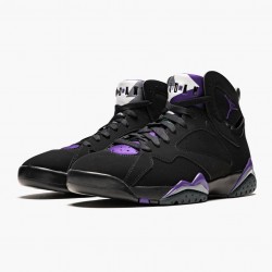 Men Air Jordan 7 Retro Ray Allen Black Fierce Purpler Dark Stee 304775-053 Jordan Shoes