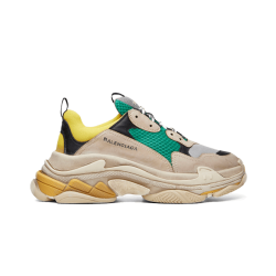 Balenciaga Triple S TraIners Green Yellow Grey